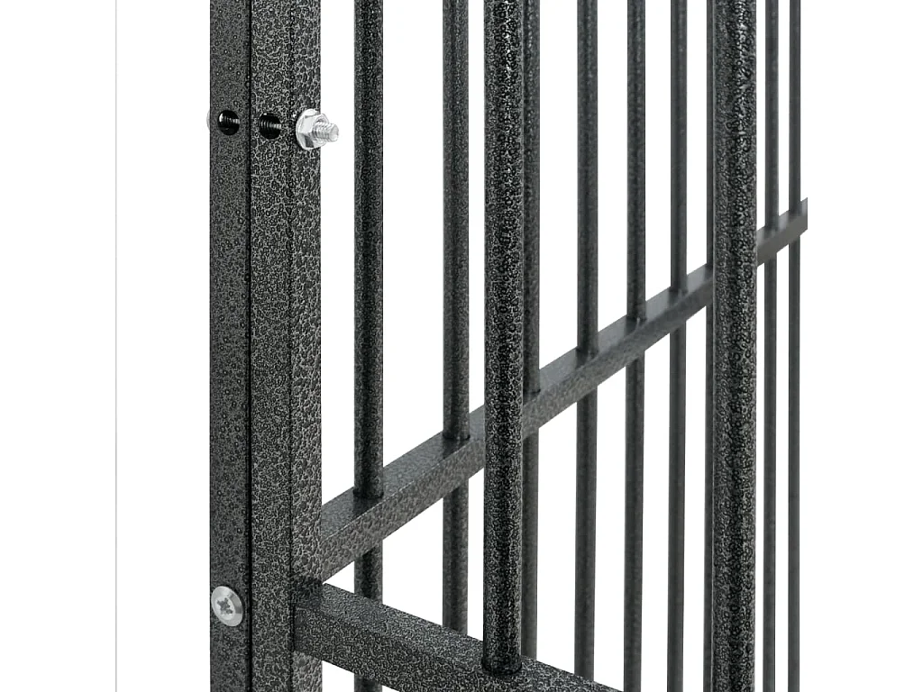 Parco per cani 4 pannelli in acciaio zincato nero 02_0043640