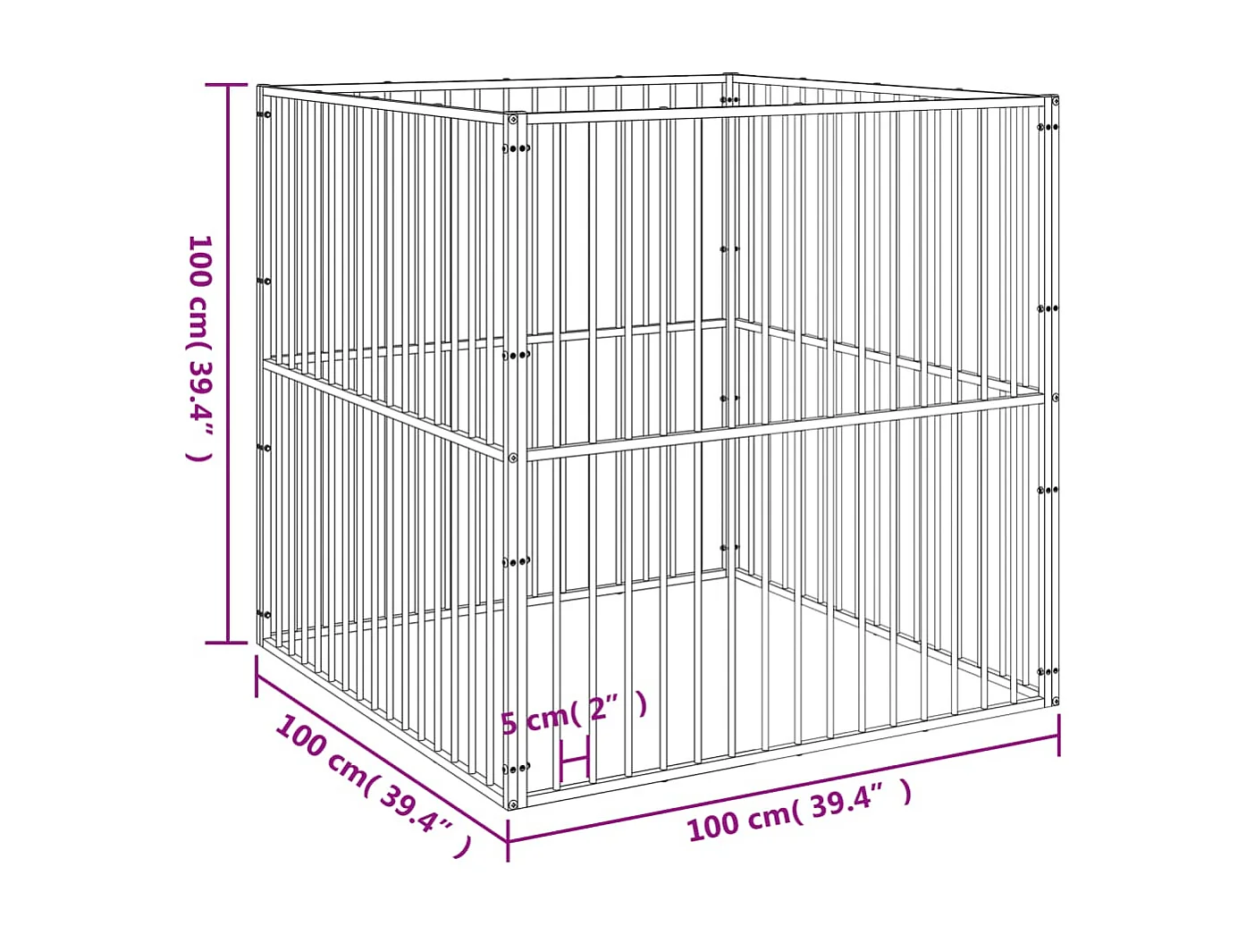 Parco per cani 4 pannelli in acciaio zincato nero 02_0043640