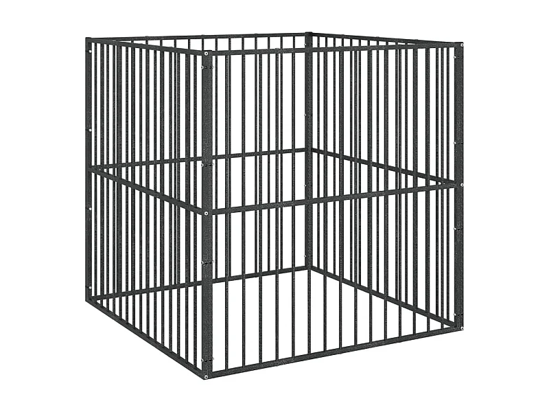 Parco per cani 4 pannelli in acciaio zincato nero 02_0043640