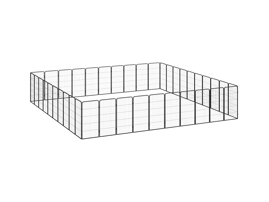 Cercadinho para cães 40 painéis 50 x 100 cm aço revestido a pó preto 02_0043643