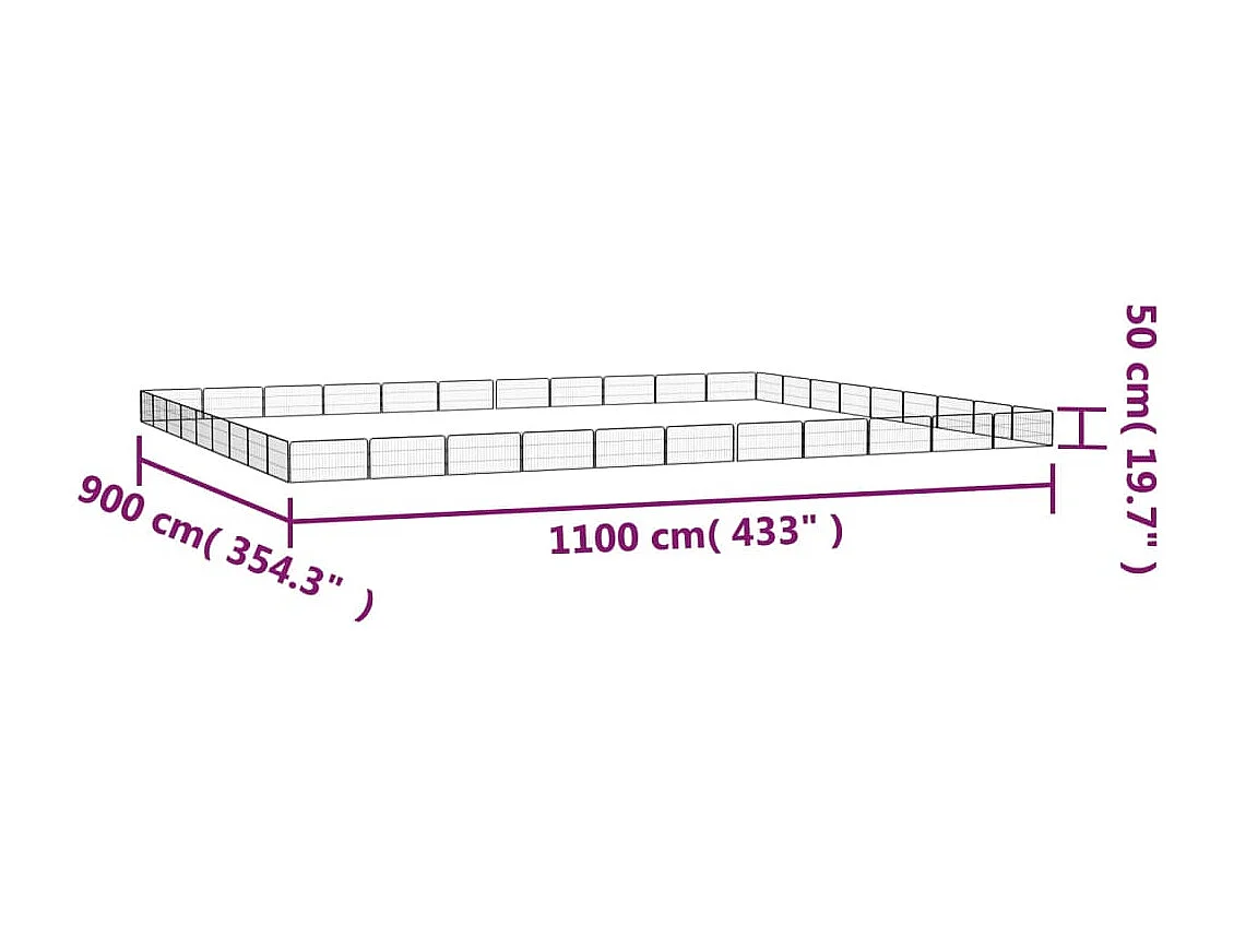 Parque para perros 40 paneles 100 x 50 cm acero con revestimiento de polvo negro 02_0043642