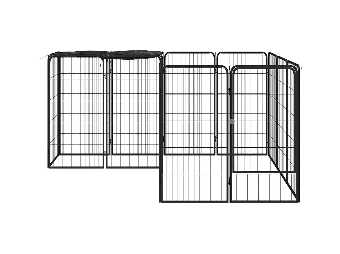 Cercadinho para cães 14 painéis 50 x 100cm aço revestido a pó preto 02_0043607
