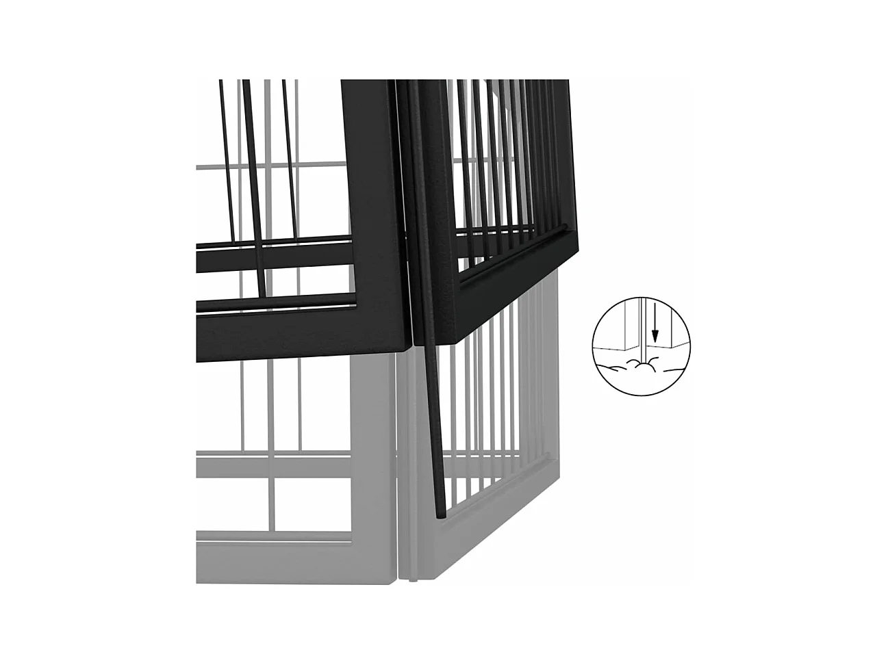 Cercadinho para cães 14 painéis 50 x 100cm aço revestido a pó preto 02_0043607