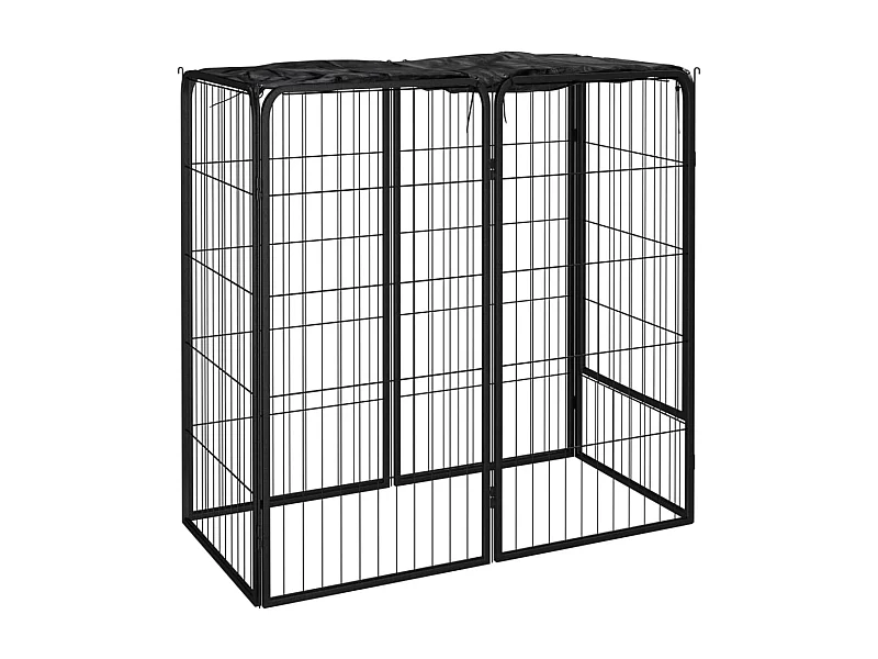 Cercadinho para cães 6 painéis 50 x 100cm aço revestido a pó preto 02_0043647