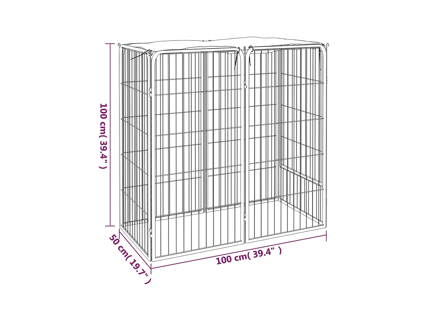 Parc pour chien 6 noire 100 x 50 x 100 cm 02_0043647