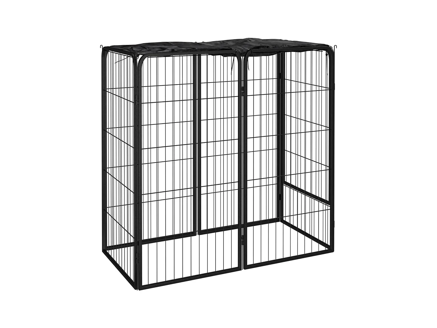 Parque para perros 6 paneles 50 x 100 cm acero con revestimiento de polvo negro 02_0043647