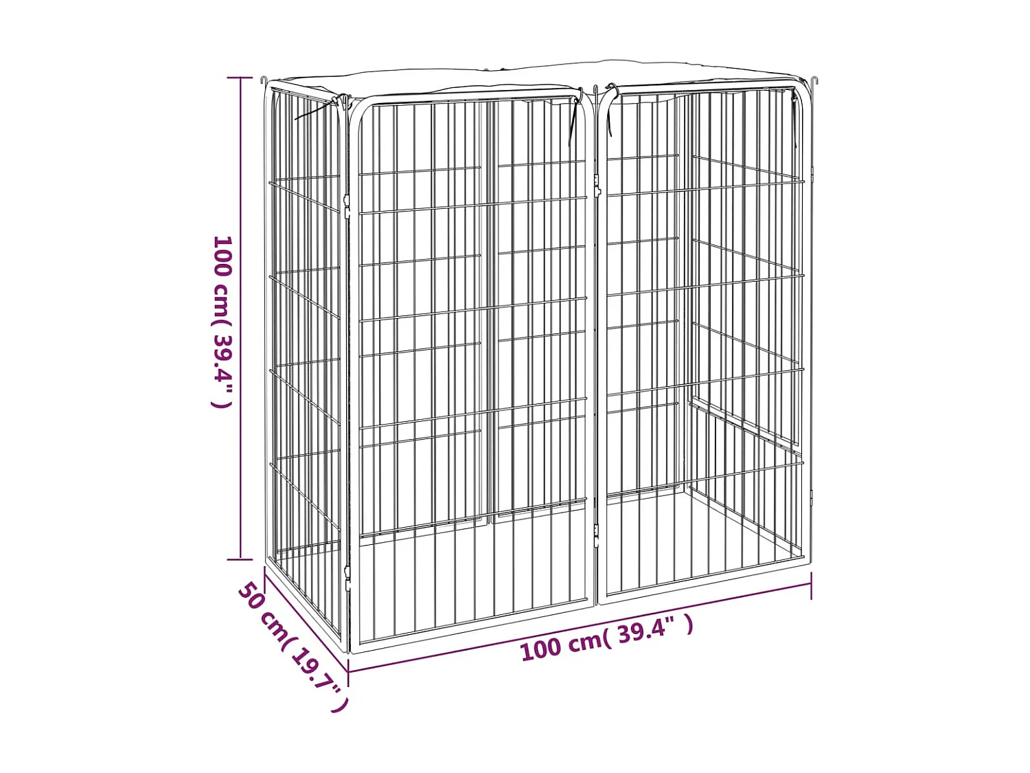 Parc pour chien 6 noire 100 x 50 x 100 cm 02_0043647