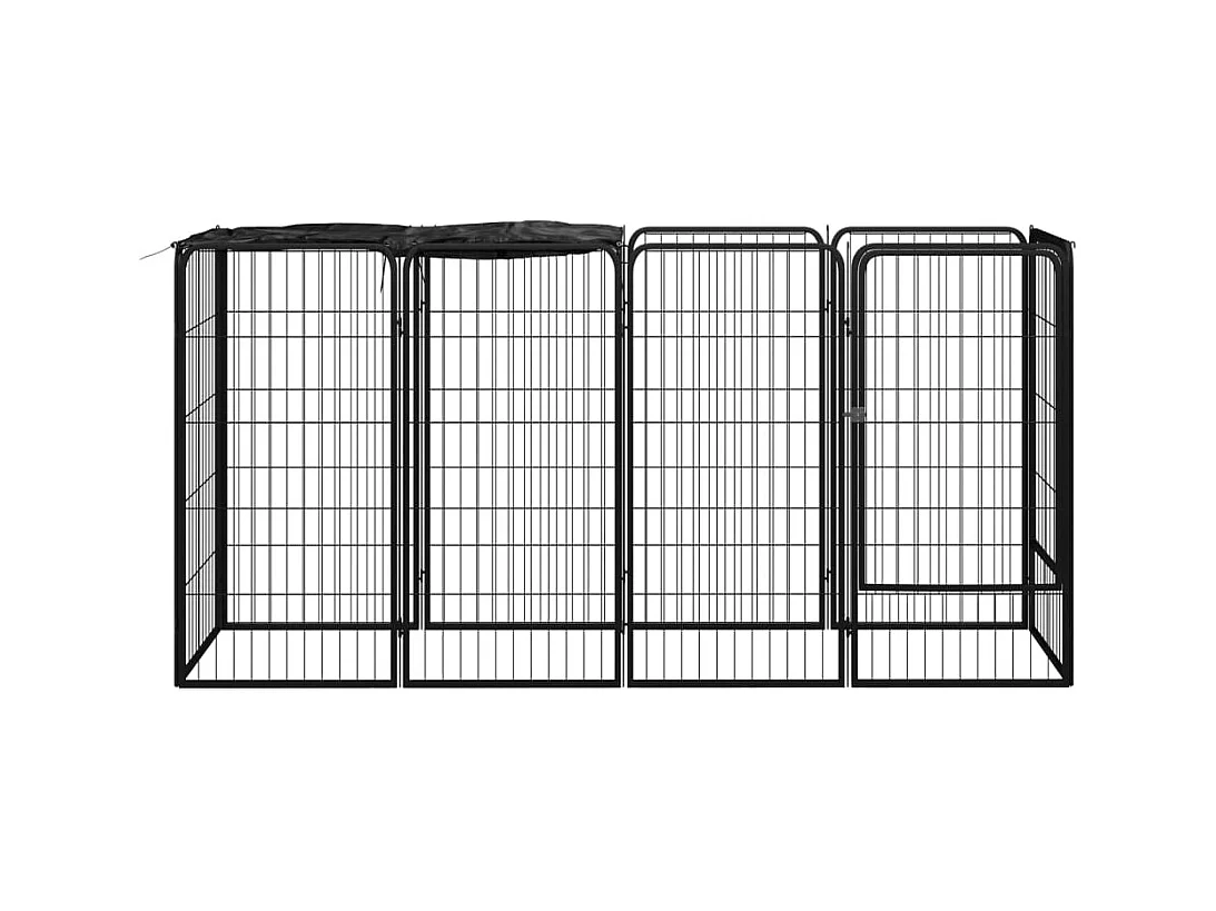 Cercadinho para cães 10 painéis 50 x 100cm aço revestido a pó preto 02_0043601
