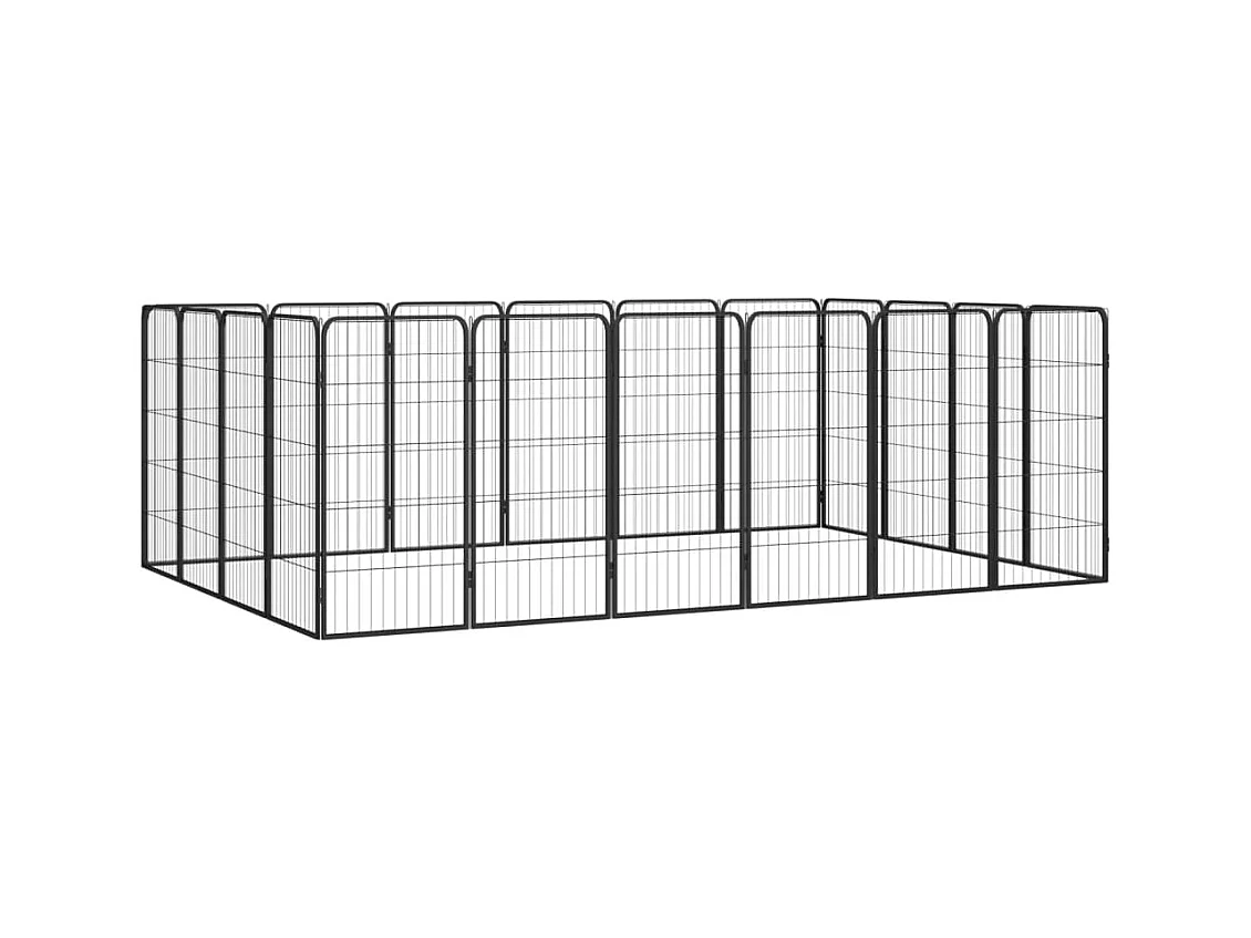 Cercadinho para cães 20 painéis 50 x 100cm aço revestido a pó preto 02_0043618