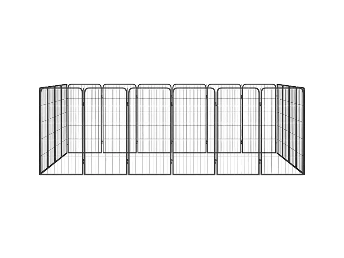 Cercadinho para cães 20 painéis 50 x 100cm aço revestido a pó preto 02_0043618