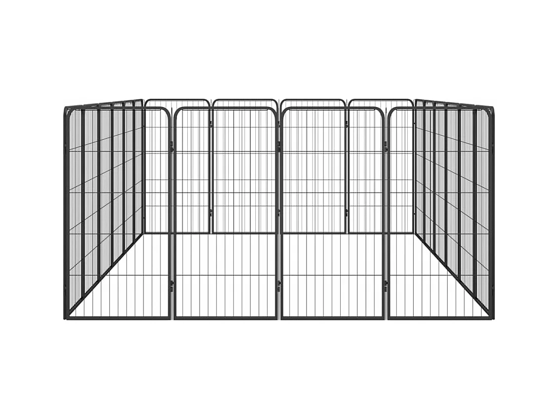 Cercadinho para cães 20 painéis 50 x 100cm aço revestido a pó preto 02_0043618