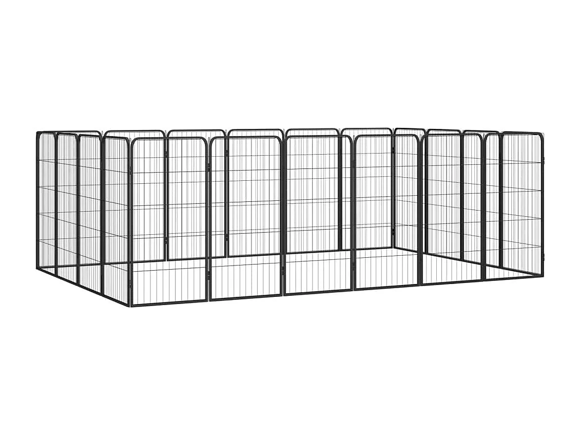 Cercadinho para cães 20 painéis 50 x 100cm aço revestido a pó preto 02_0043618