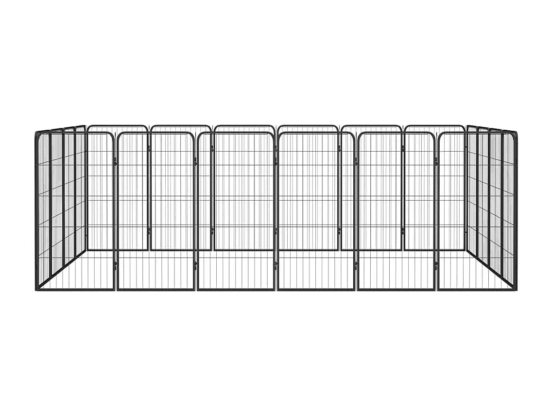 Cercadinho para cães 20 painéis 50 x 100cm aço revestido a pó preto 02_0043618
