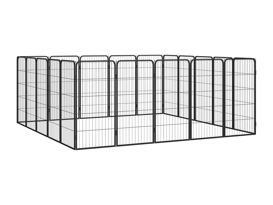 Cercadinho para cães 20 painéis 50 x 100cm aço revestido a pó preto 02_0043618