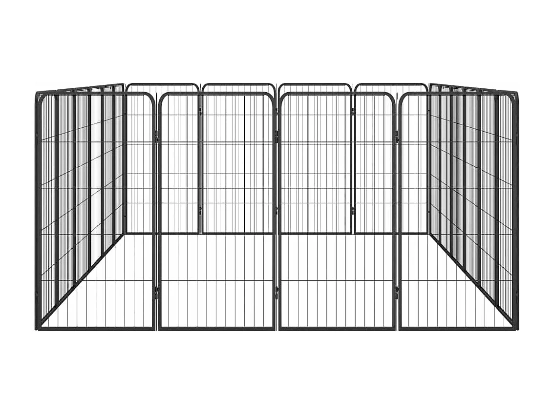 Cercadinho para cães 20 painéis 50 x 100cm aço revestido a pó preto 02_0043618