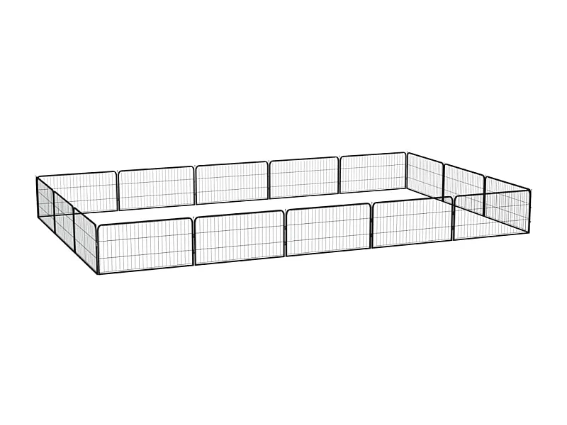 Cercadinho para cães 16 painéis 100 x 50 cm aço revestido a pó preto 02_0043611