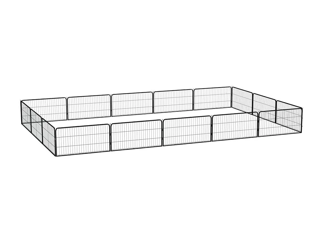 Parque para perros 16 paneles 100 x 50 cm acero con revestimiento de polvo negro 02_0043611