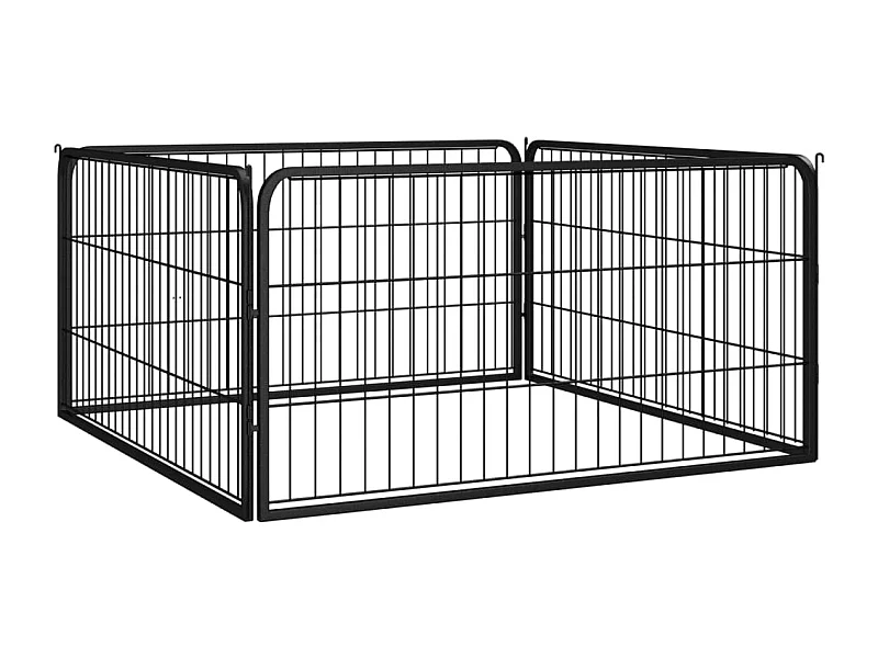 Cercadinho para cães 4 painéis 100 x 50cm aço revestido a pó preto 02_0043637