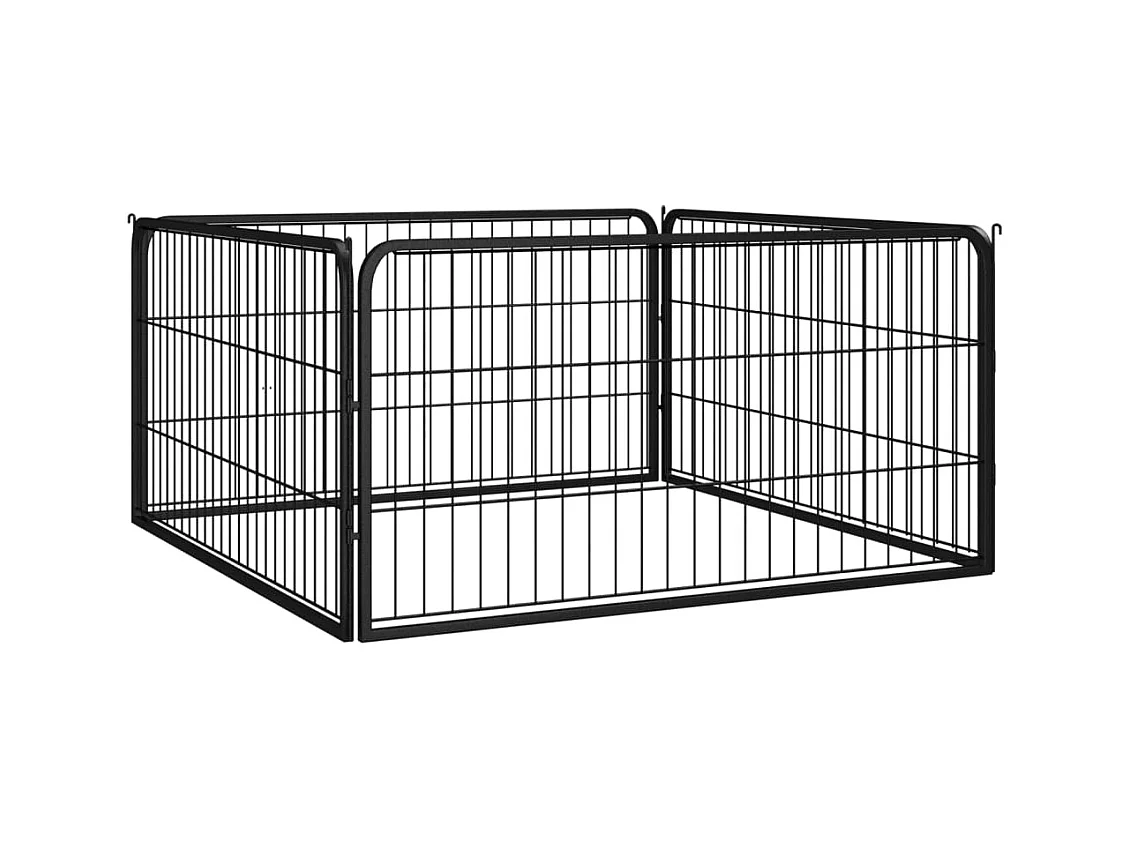Parque para perros 4 paneles 100 x 50 cm acero con revestimiento de polvo negro 02_0043637