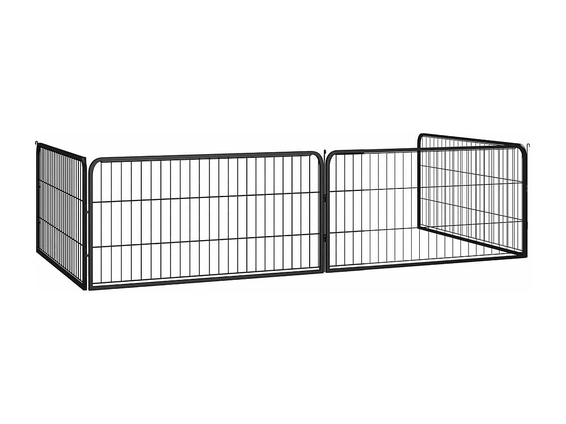 Parque para perros 4 paneles 100 x 50 cm acero con revestimiento de polvo negro 02_0043637