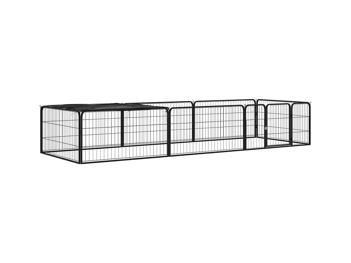 Parque para perros 8 paneles 100 x 50 cm acero con revestimiento de polvo negro 02_0043649
