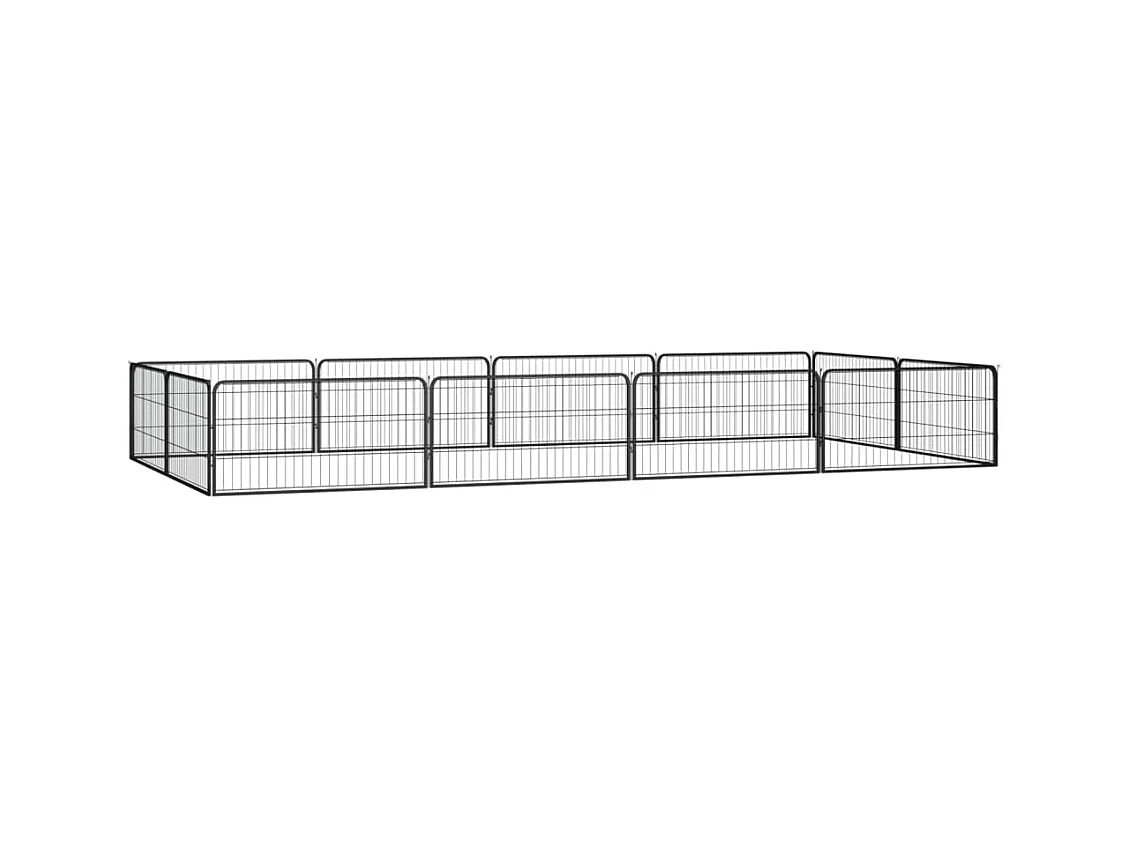 Parque para perros 12 paneles 100 x 50 cm acero con revestimiento de polvo negro 02_0043603