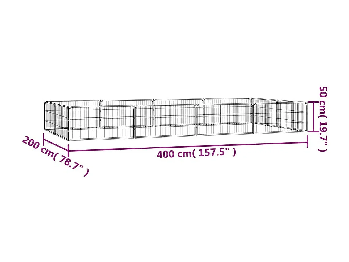 Box per cani 12 pannelli 100 x 50 cm acciaio verniciato a polvere nera 02_0043603