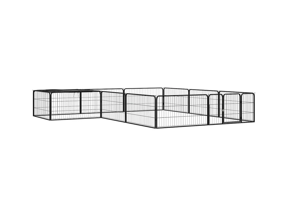 Parque para perros 12 paneles 100 x 50 cm acero con revestimiento de polvo negro 02_0043602