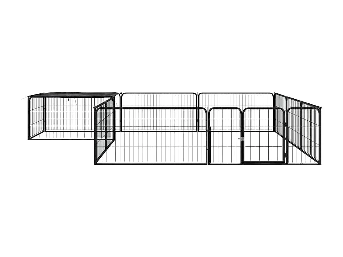 Parque para perros 12 paneles 100 x 50 cm acero con revestimiento de polvo negro 02_0043602