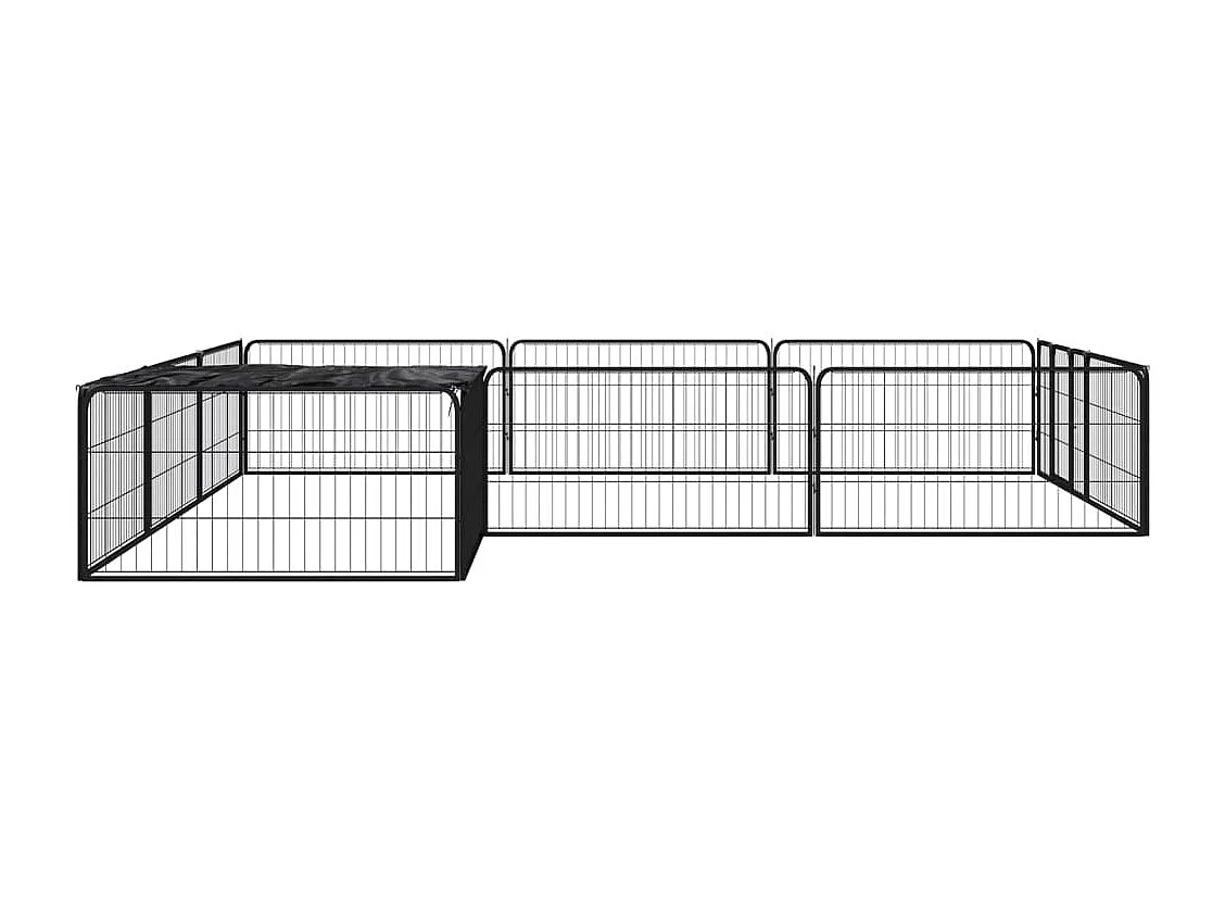Parque para perros 12 paneles 100 x 50 cm acero con revestimiento de polvo negro 02_0043602