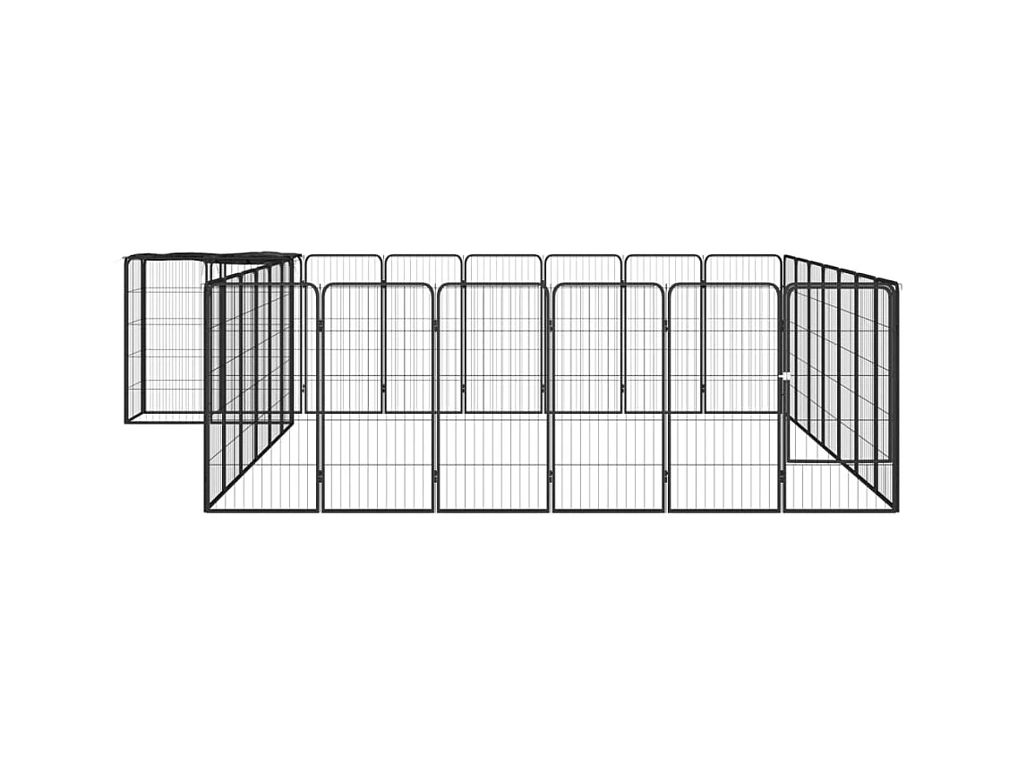 Cercadinho para cães 30 painéis 50 x 100cm aço revestido a pó preto 02_0043627