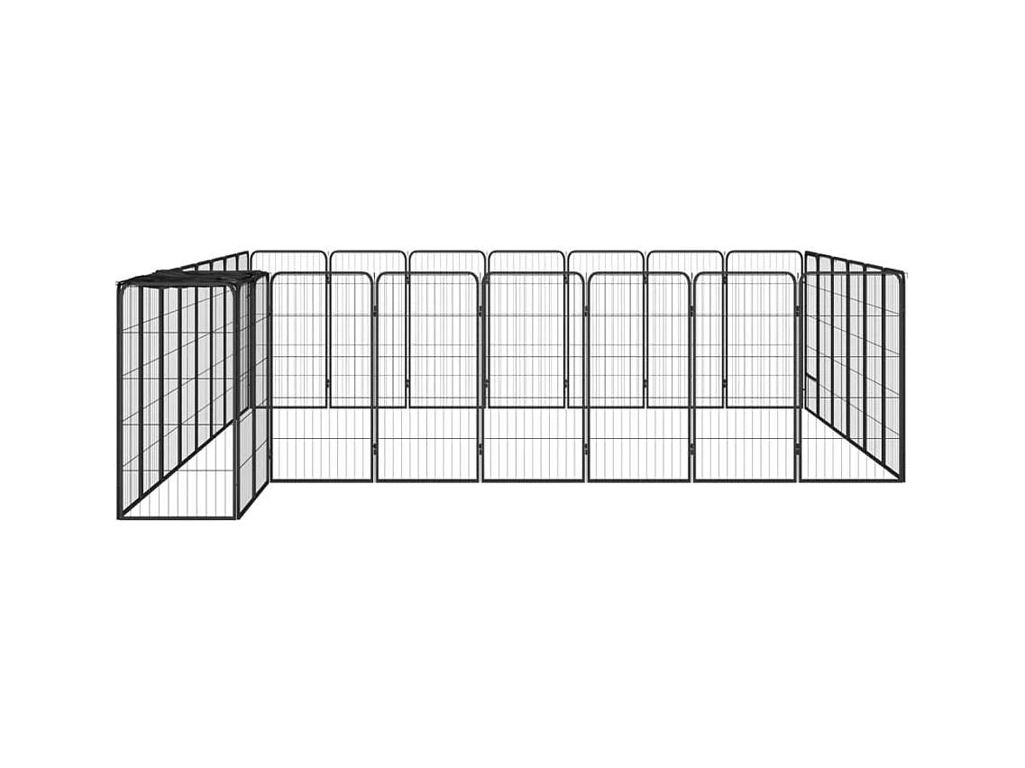 Cercadinho para cães 30 painéis 50 x 100cm aço revestido a pó preto 02_0043627