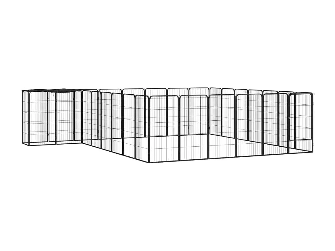 Cercadinho para cães 30 painéis 50 x 100cm aço revestido a pó preto 02_0043627