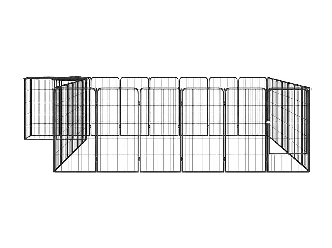 Cercadinho para cães 30 painéis 50 x 100cm aço revestido a pó preto 02_0043627