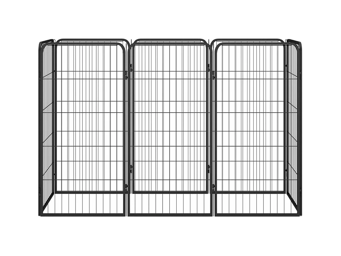 Cercadinho para cães 8 painéis 50 x 100cm aço revestido a pó preto 02_0043650