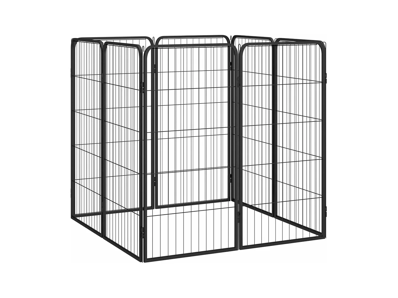 Cercadinho para cães 8 painéis 50 x 100cm aço revestido a pó preto 02_0043650