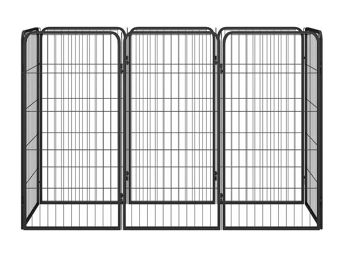 Cercadinho para cães 8 painéis 50 x 100cm aço revestido a pó preto 02_0043650