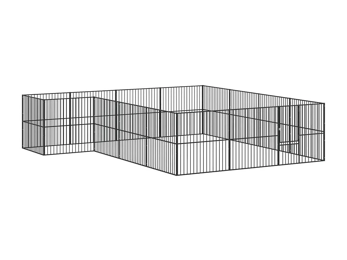 Parco per cani 16 pannelli in acciaio zincato nero 02_0043608