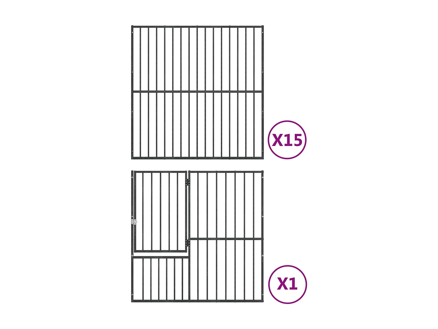 Parco per cani 16 pannelli in acciaio zincato nero 02_0043608