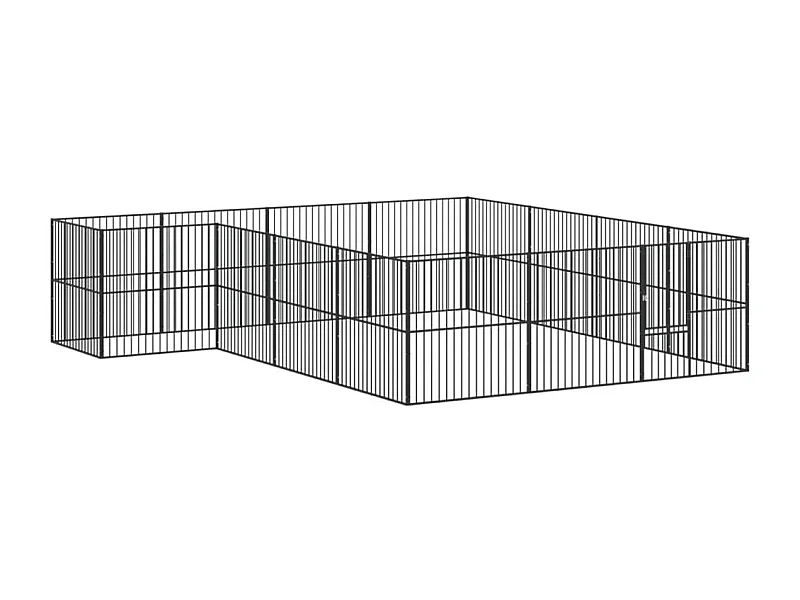 Parco per cani 16 pannelli in acciaio zincato nero 02_0043608