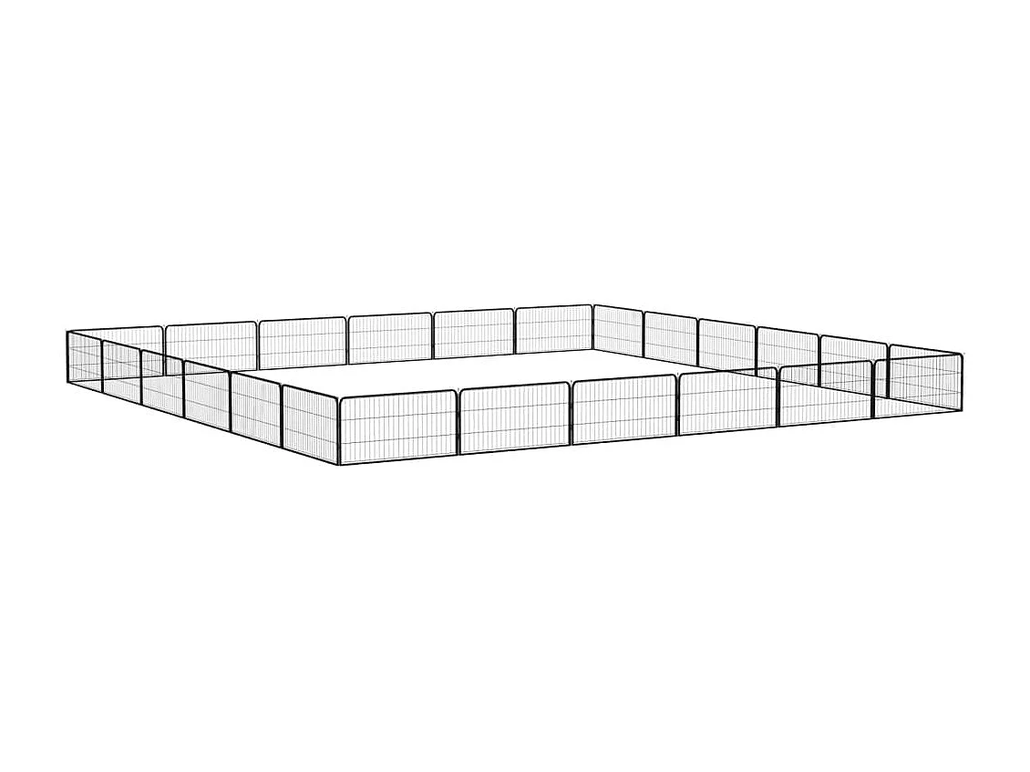 Parque para perros 24 paneles 100 x 50 cm acero con revestimiento de polvo negro 02_0043620