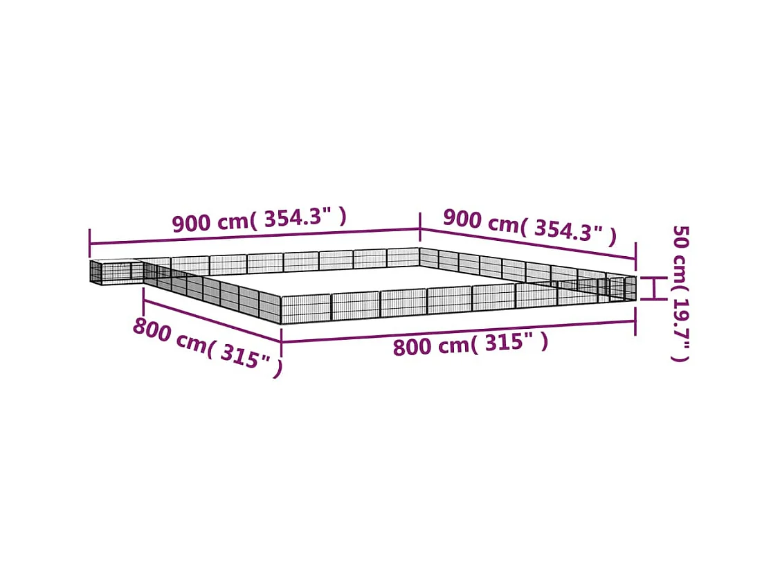 Parc pour chien 36 noire 900 x 900 x 50 cm 02_0043632