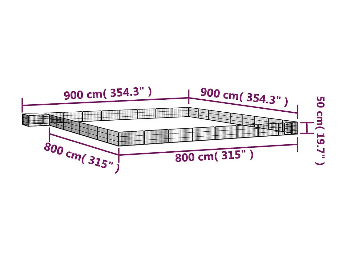 Parque para perros 36 paneles 100 x 50 cm acero con revestimiento de polvo negro 02_0043632