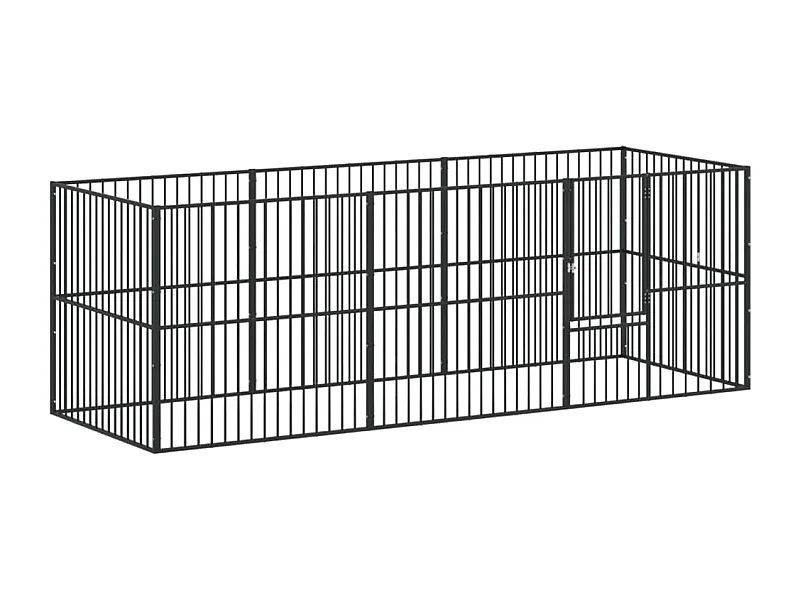 Parque para cães 8 painéis aço galvanizado preto 02_0043652