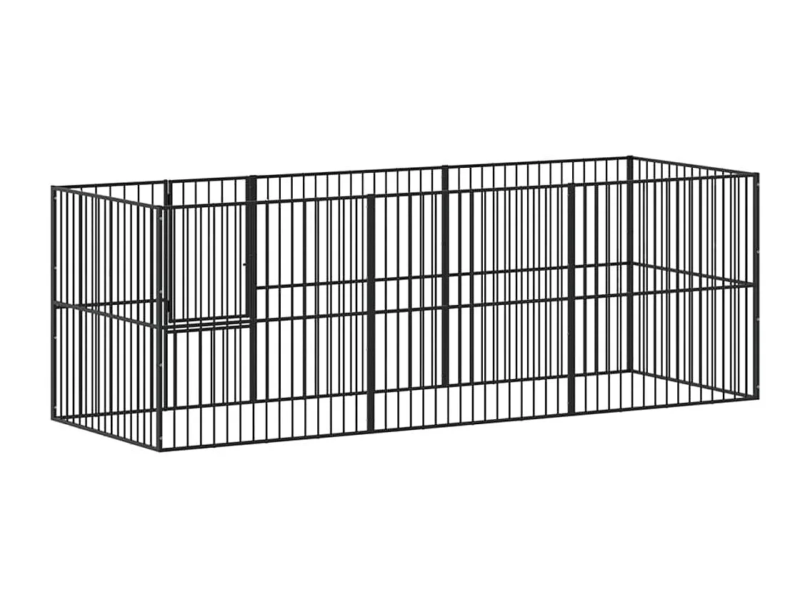 Parque para perros 8 paneles acero galvanizado negro 02_0043652