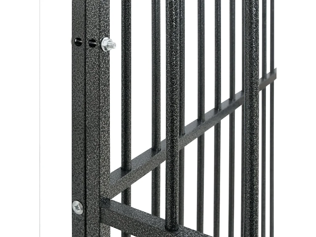 Parque para perros 8 paneles acero galvanizado negro 02_0043652