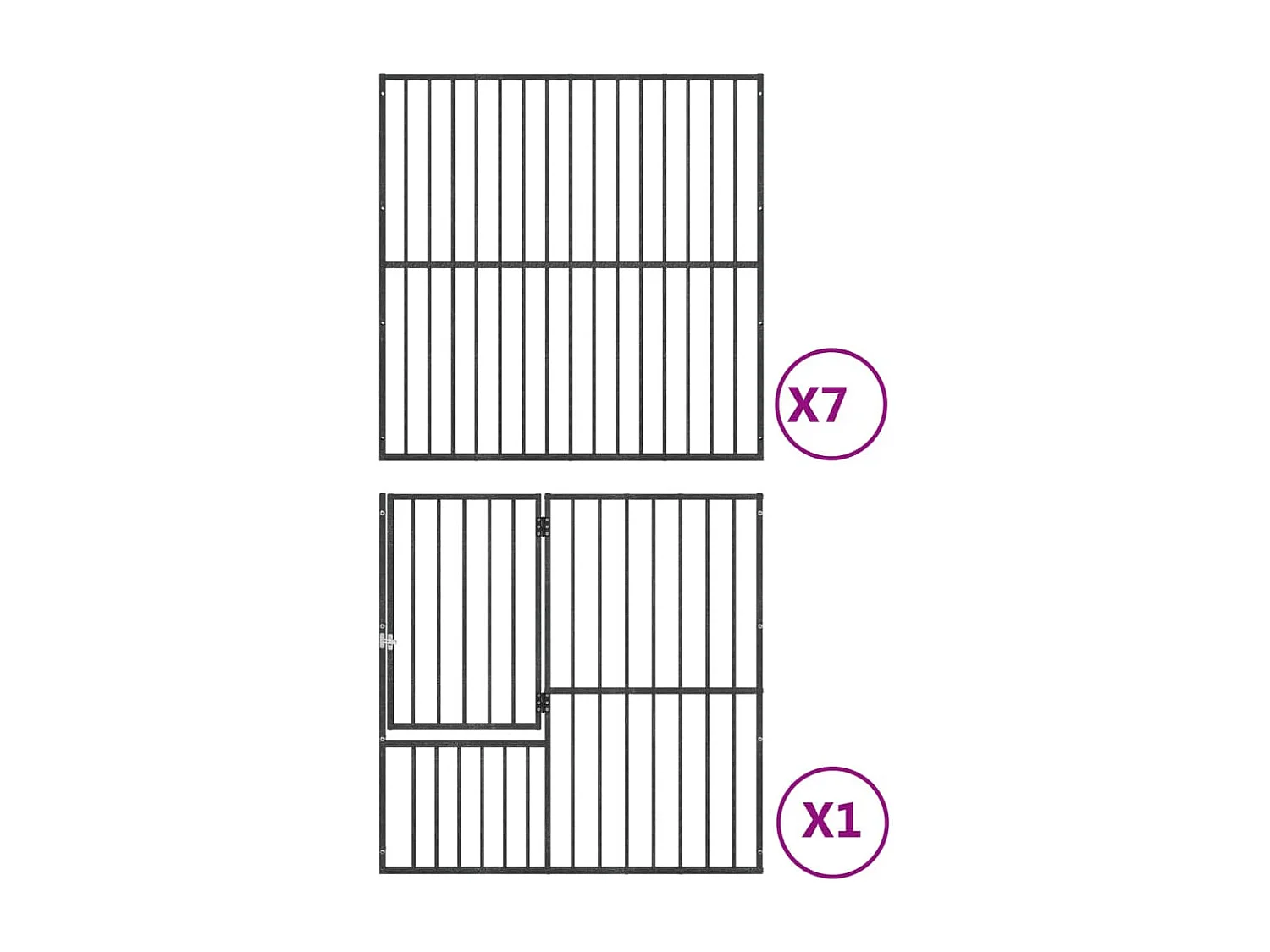 Parque para perros 8 paneles acero galvanizado negro 02_0043652