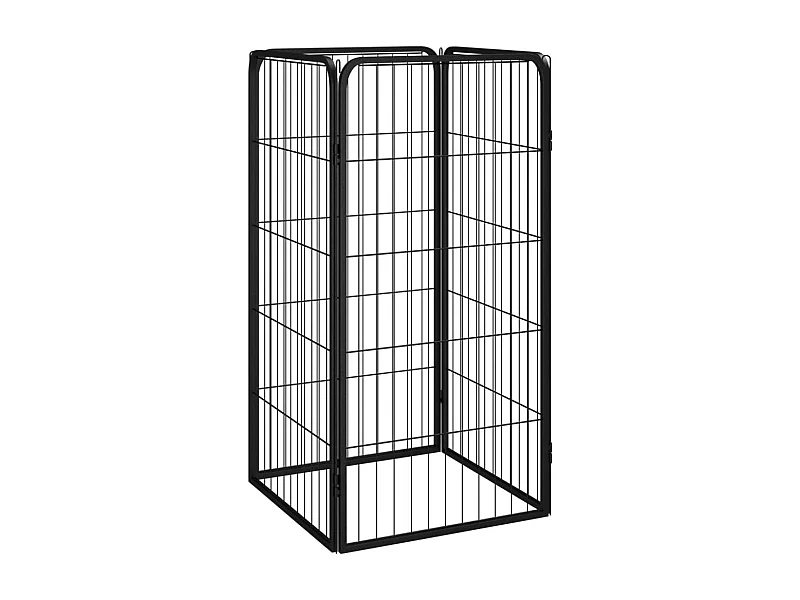 Cercadinho para cães 4 painéis 50 x 100cm aço revestido a pó preto 02_0043638