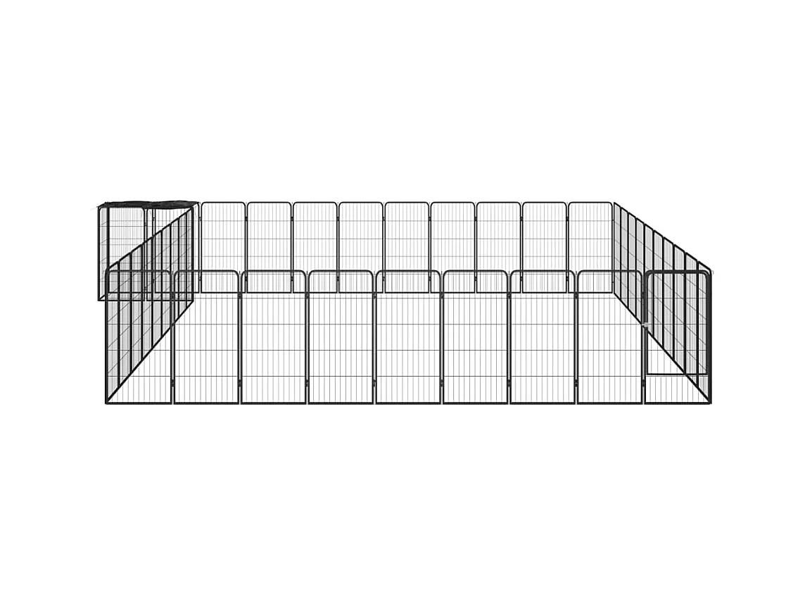 Cercadinho para cães 42 painéis 50 x 100 cm aço revestido a pó preto 02_0043644