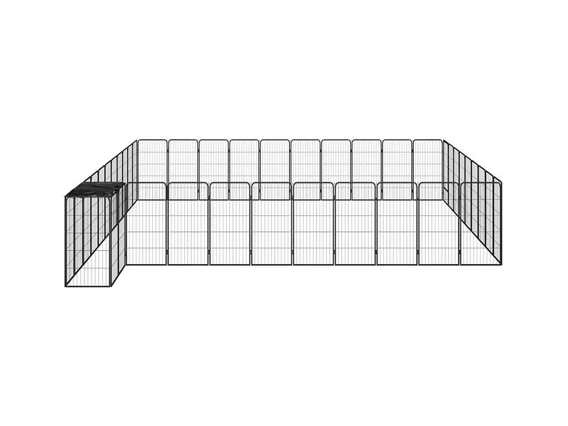 Cercadinho para cães 42 painéis 50 x 100 cm aço revestido a pó preto 02_0043644
